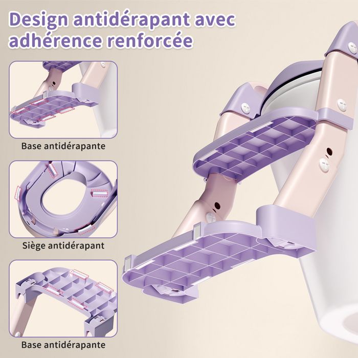 Riduttore per WC per bambini, vasino pieghevole con gradini antiscivolo, cuscino anti-schizzo, altezza regolabile.
