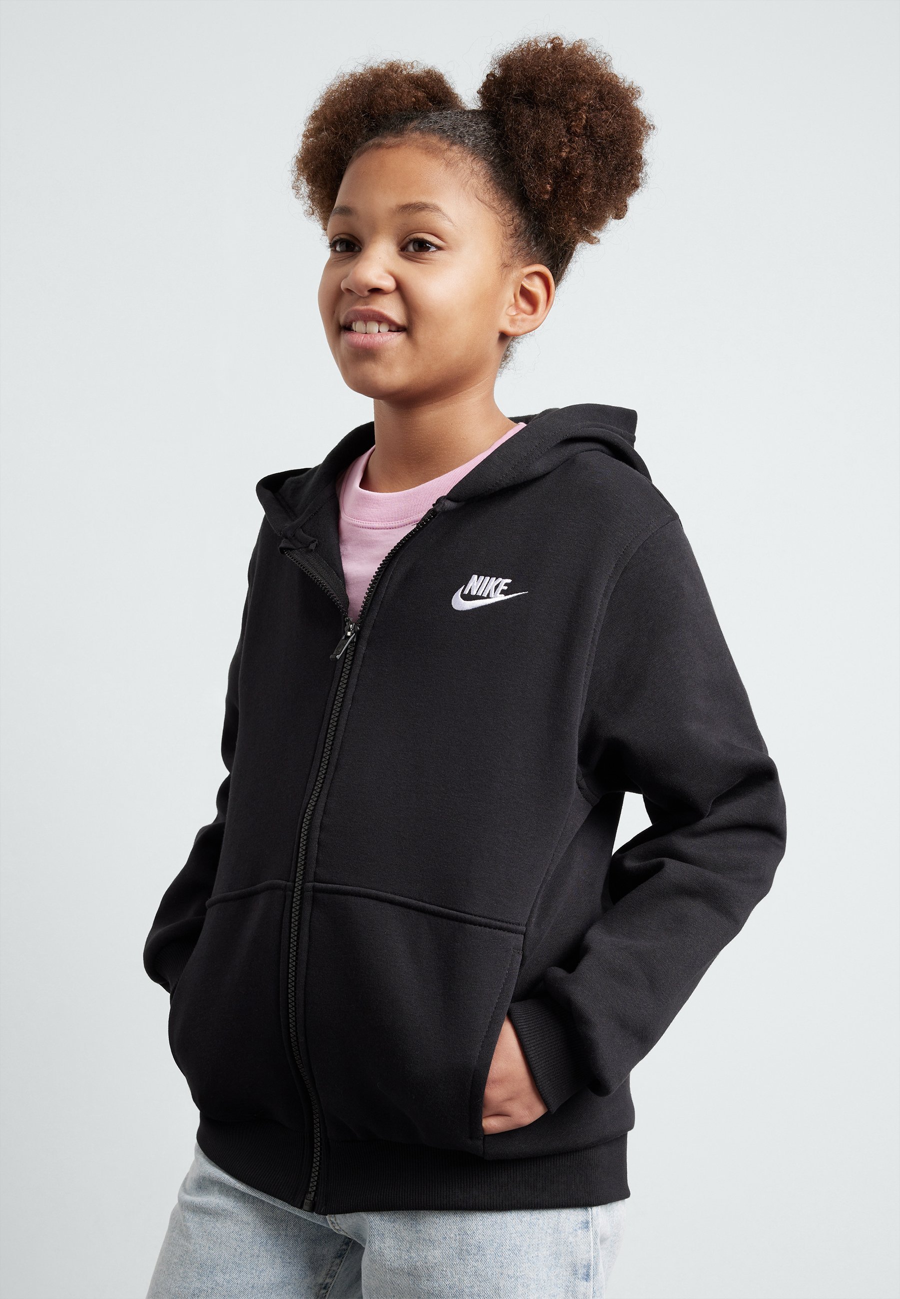 Sweat-shirt zippé Nike Sportswear SPORTSWEAR CLUB FLEECE UNISEX - Noir/Blanc