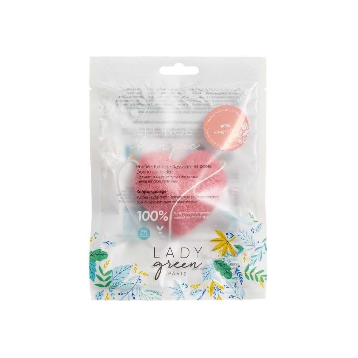 Lady Green Eponge Konjac Visage - Rose
