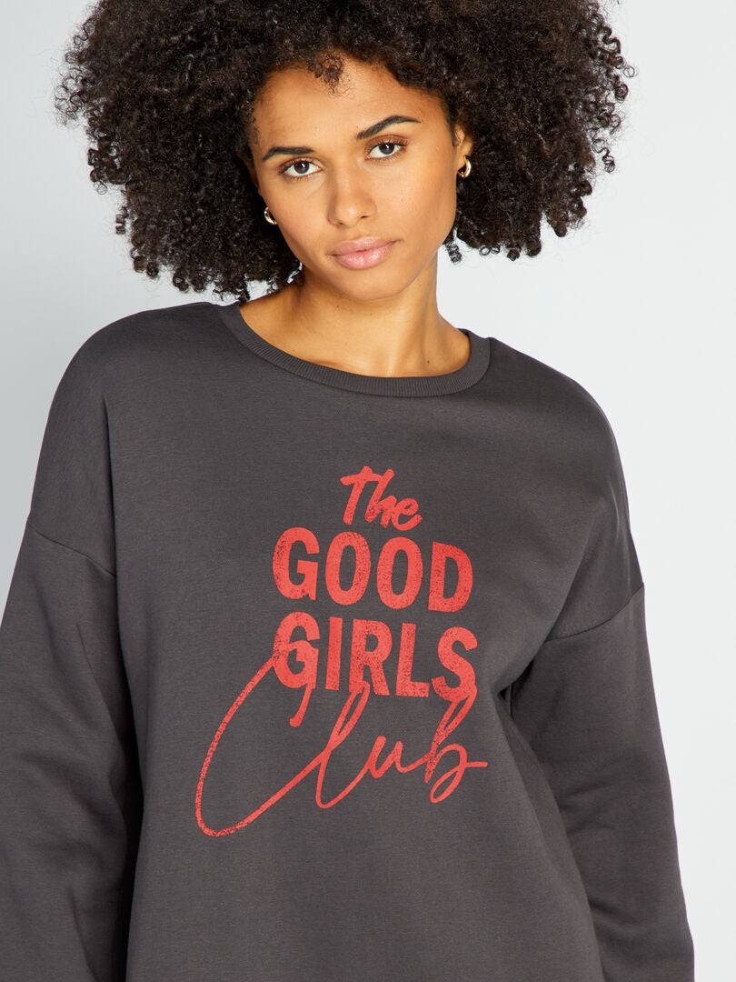 Bedrukte sweatshirtjurk - ZWART