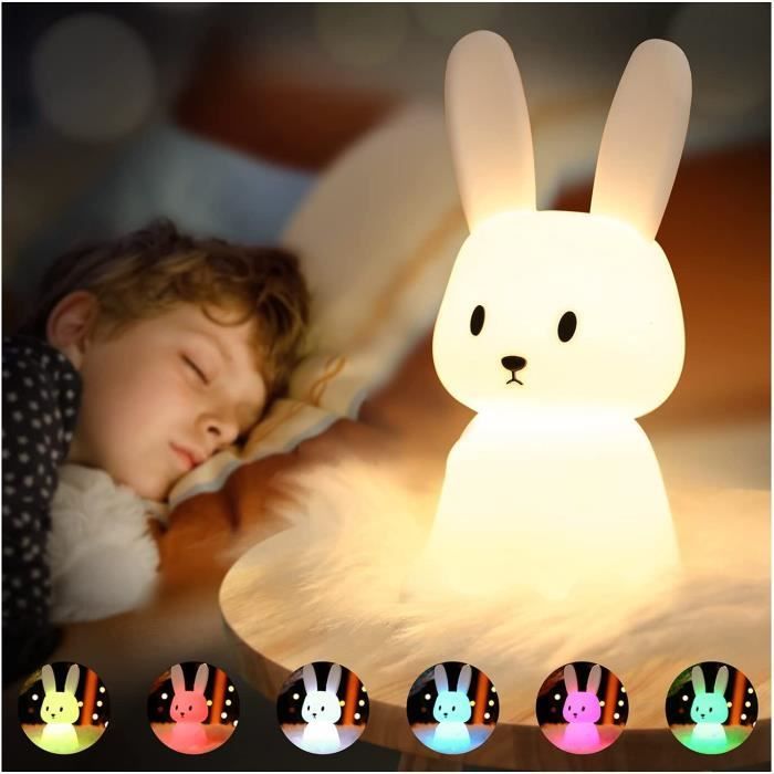 Veilleuse Lapin Tactile 7 Couleurs - HAUTSTORE - USB Rechargeable - Décoration Noël Chambre Enfant