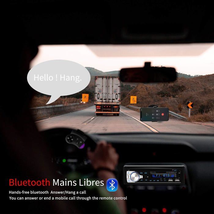 Autoradio Bluetooth USB,Radio Voiture Récepteur avec Lecteur MP3 WMA FM Télécommande,Deux USB Port,Soutien(Non Lecteur CD/NONRDS)