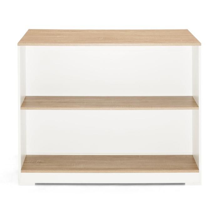 IDMARKET Table de bar îlot JUNO bois blanc et plateau façon hêtre