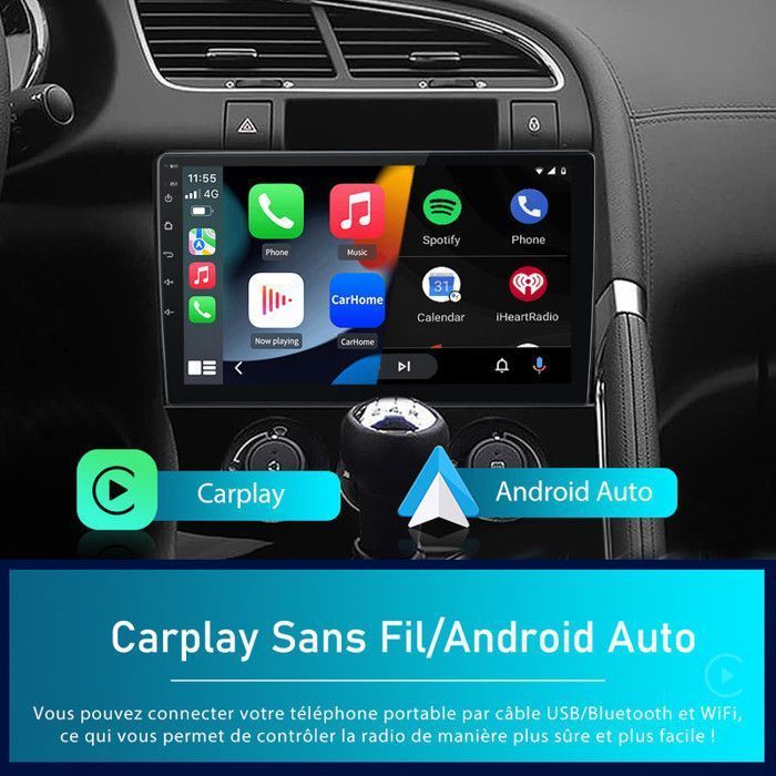 AWESAFE Autoradio Android 13 pour Peugeot 3008 (2009-2016) 2Go+64Go avec 9'' Écran Tactile Carplay Android Auto GPS WiFi