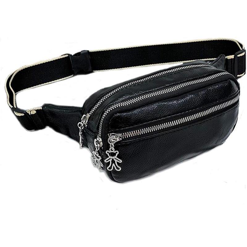 Sacs banane tendance pour femmes, sacs banane matelassés, sacs banane de festival, sacs banane bandoulière pour le sport, l'entraînement, les voyages, la course à pied et les loisirs (Sac banane femme noir 1)