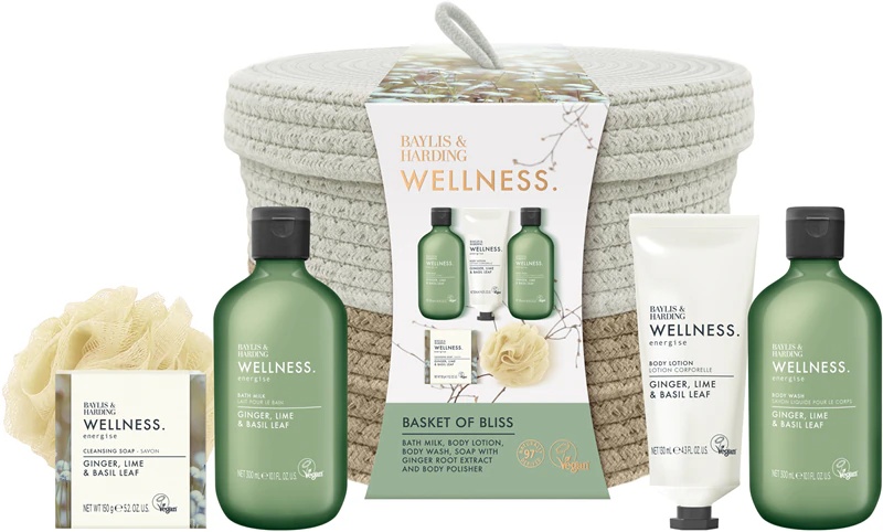 Darilni set Baylis & Harding Wellness. Energise z ingverjem, limeto in listi bazilike