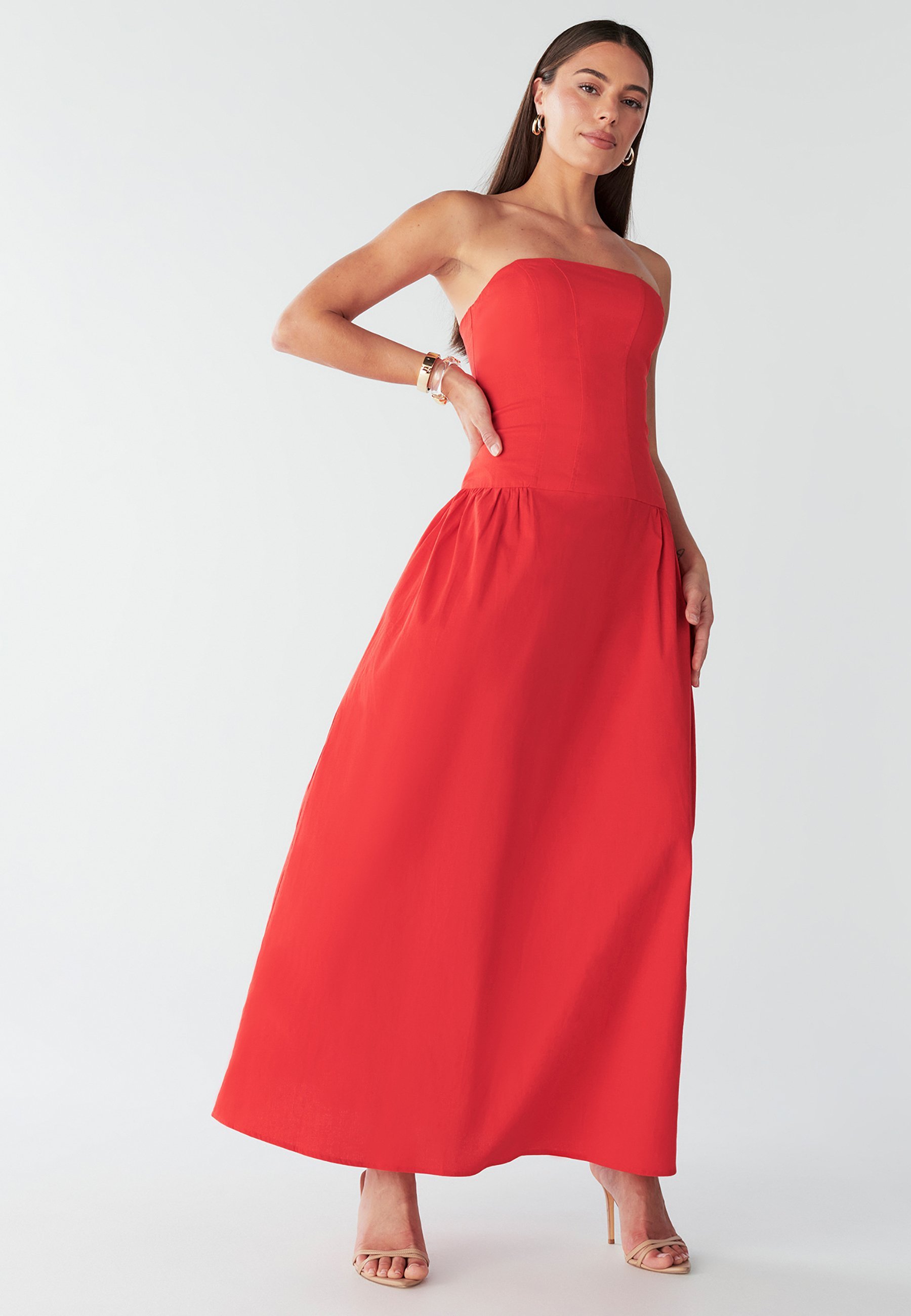 Vestido longo BWLDR - coral