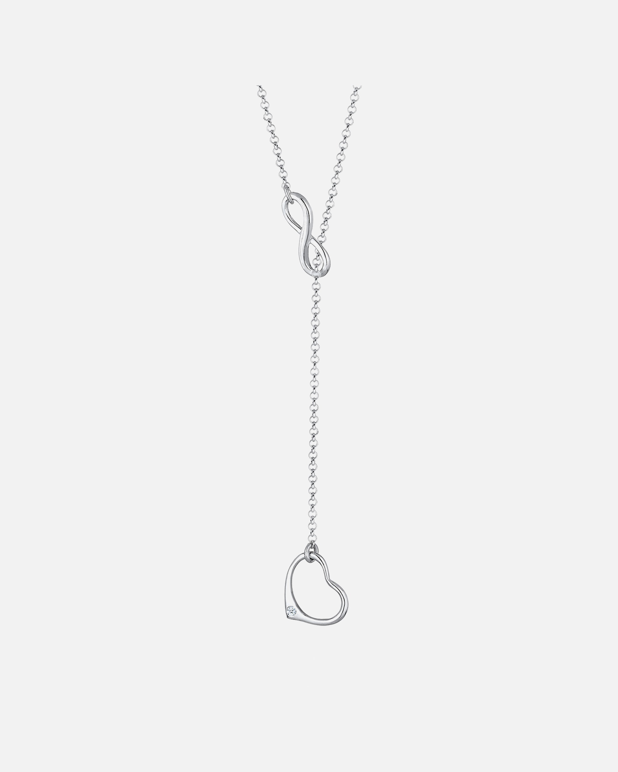 Elli DIAMONDS Femme Pendentif Coeur Infini Collier en Y Tendance avec Diamant (0,02 ct.) en Argent Sterling 925