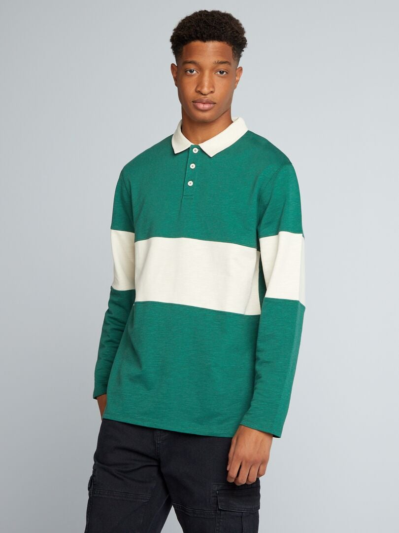 Polo shirt met lange mouwen van jersey +190 cm - Groen
