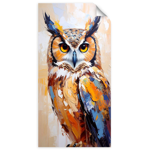 Naklejka na ścianę do salonu Feeby Sowa Ptak Natura imitacja farby 40x80