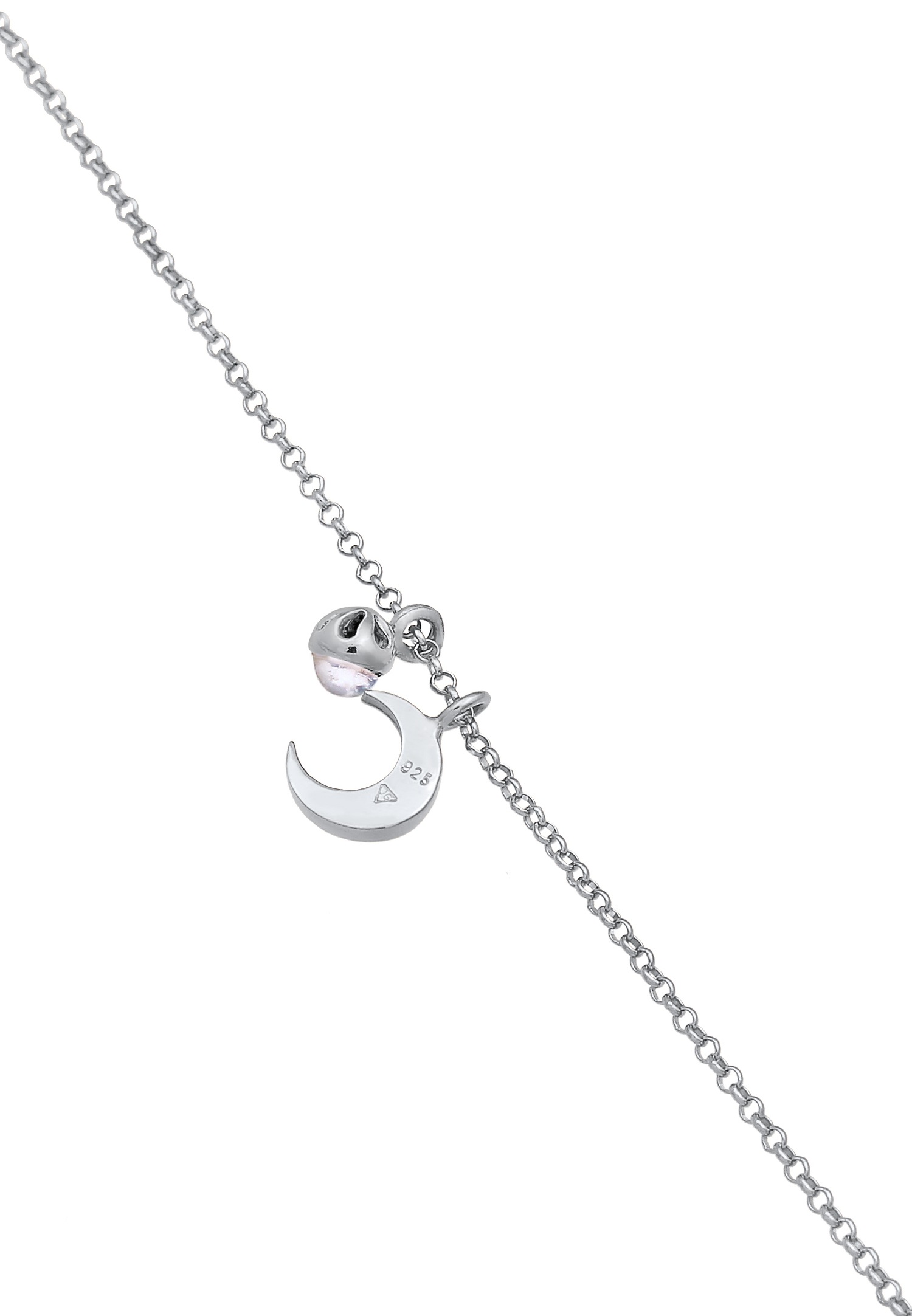 Elli Femmes Choker demi-lune pendentif Astro avec pierre précieuse de lune en argent sterling 925