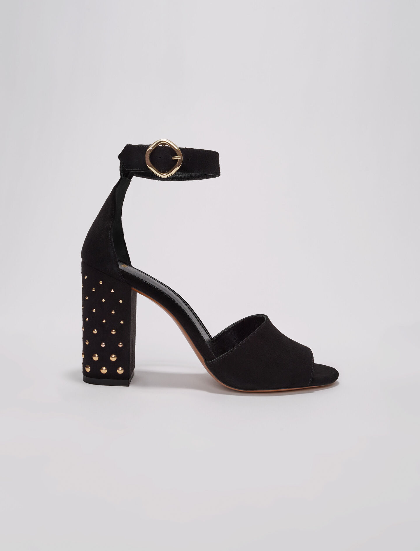 Zwarte fluwelen sandalen met hak - Zwart