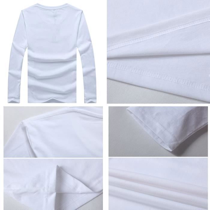 Magliette da uomo - ZEUWOW - Confezione da 3 magliette a maniche lunghe con scollo rotondo - Nero tinta unita
