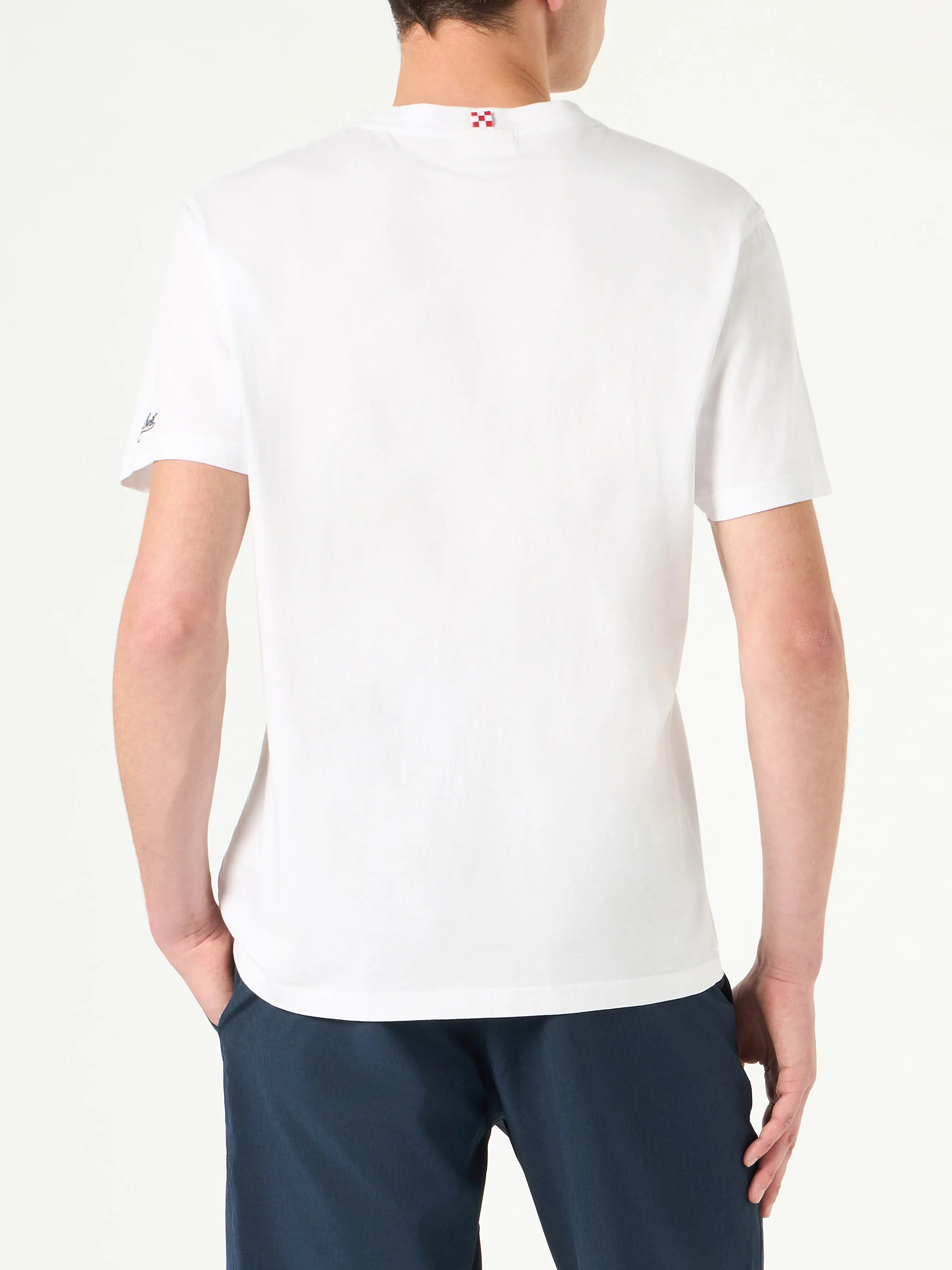Heren katoenen T-shirt met St. Barth Disco Club en Snoopy-print | S