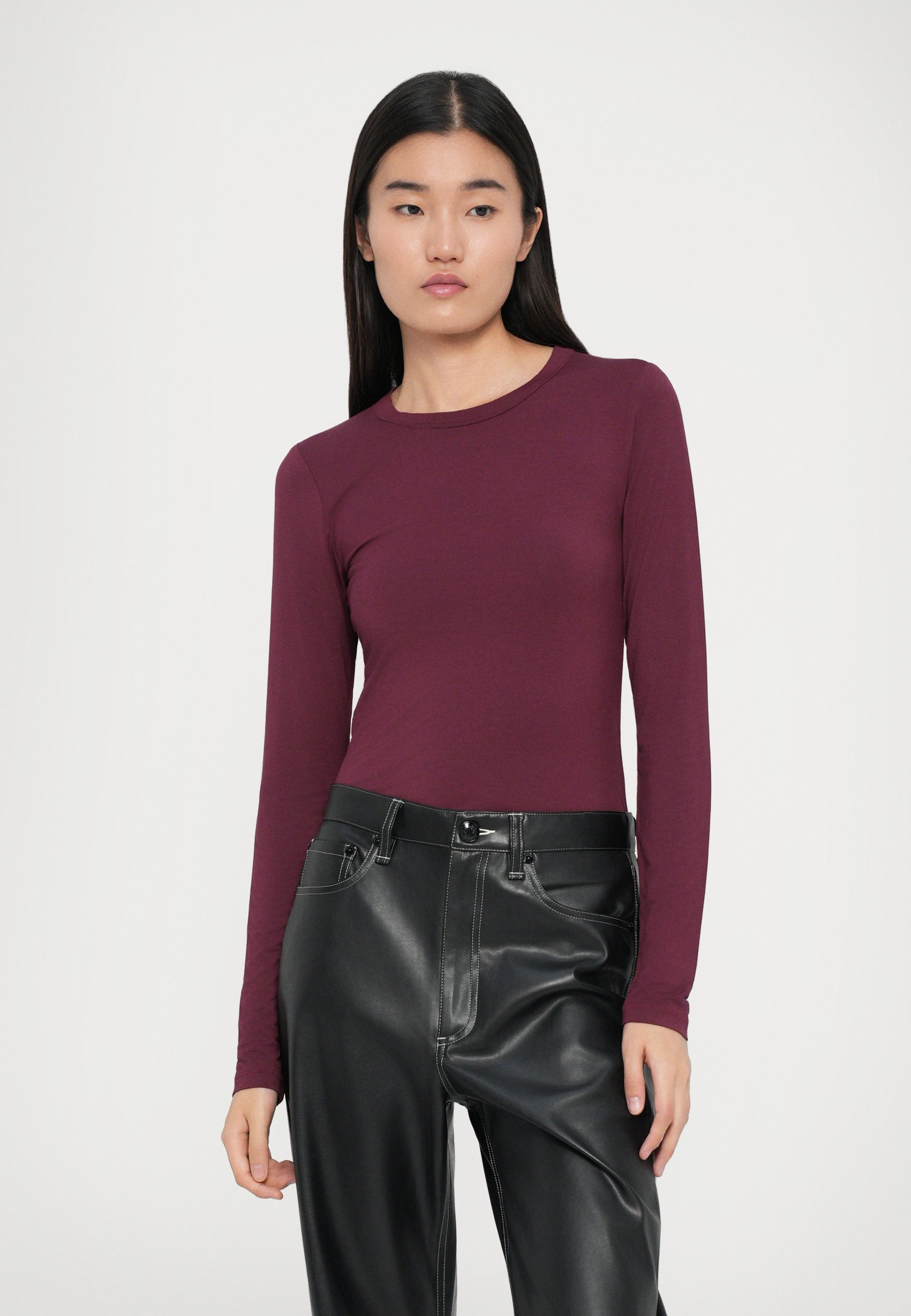Rag & Bone LUCA SLIM - Top met lange mouwen - wijnrood