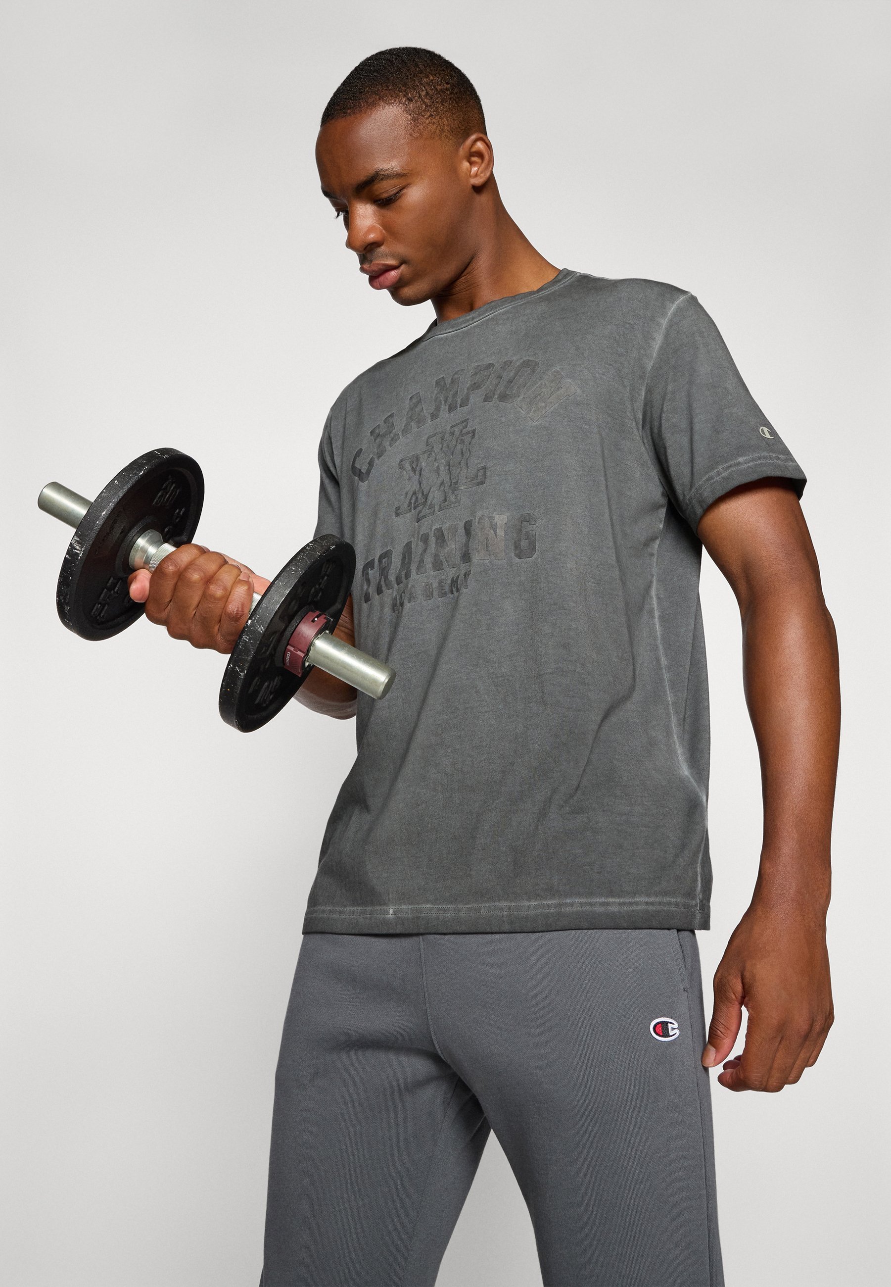 Champion GYM LIFESTYLE CREWNECK GRAPHIC - T-shirt stampata - nera