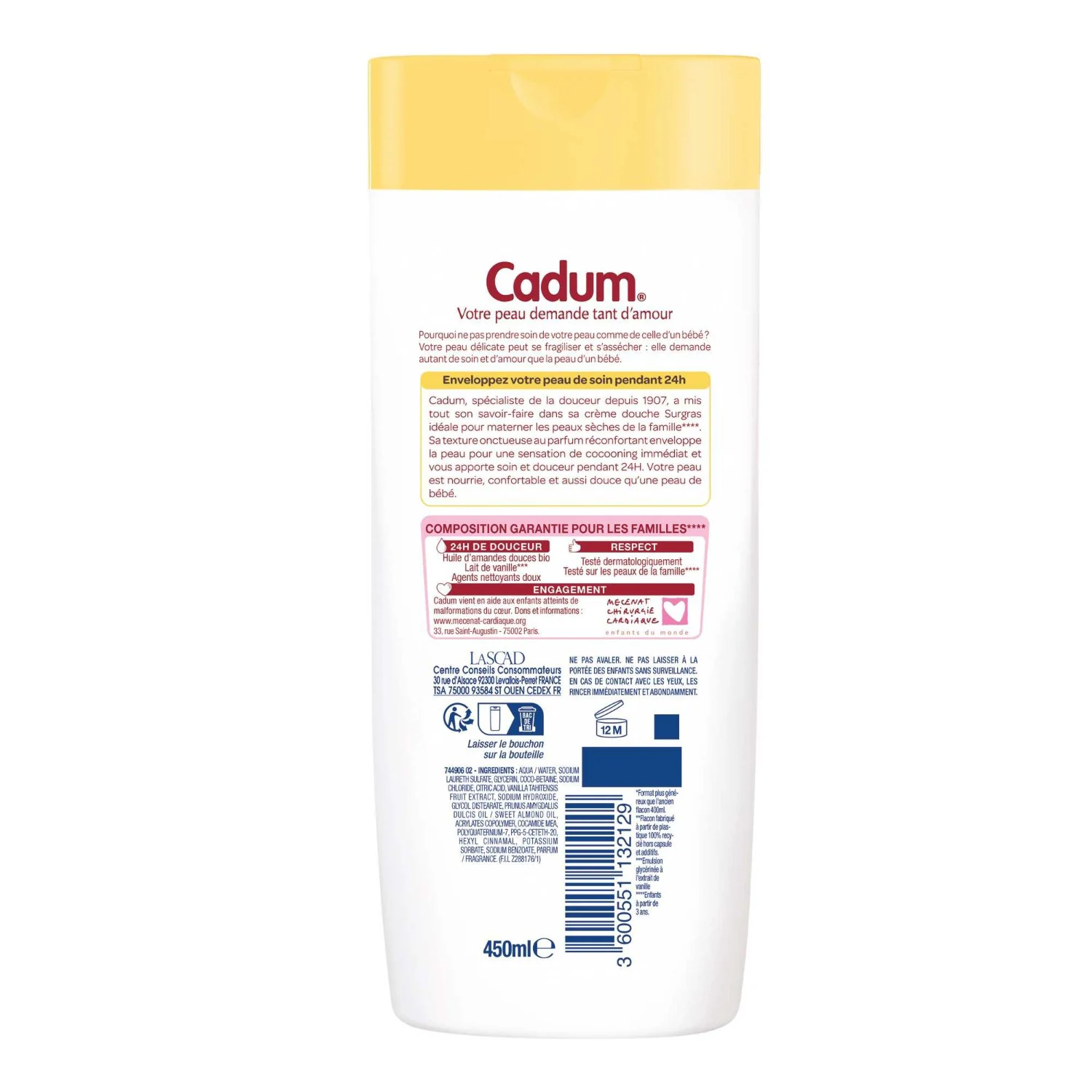 Cadum Crème Douche Lait de Vanille