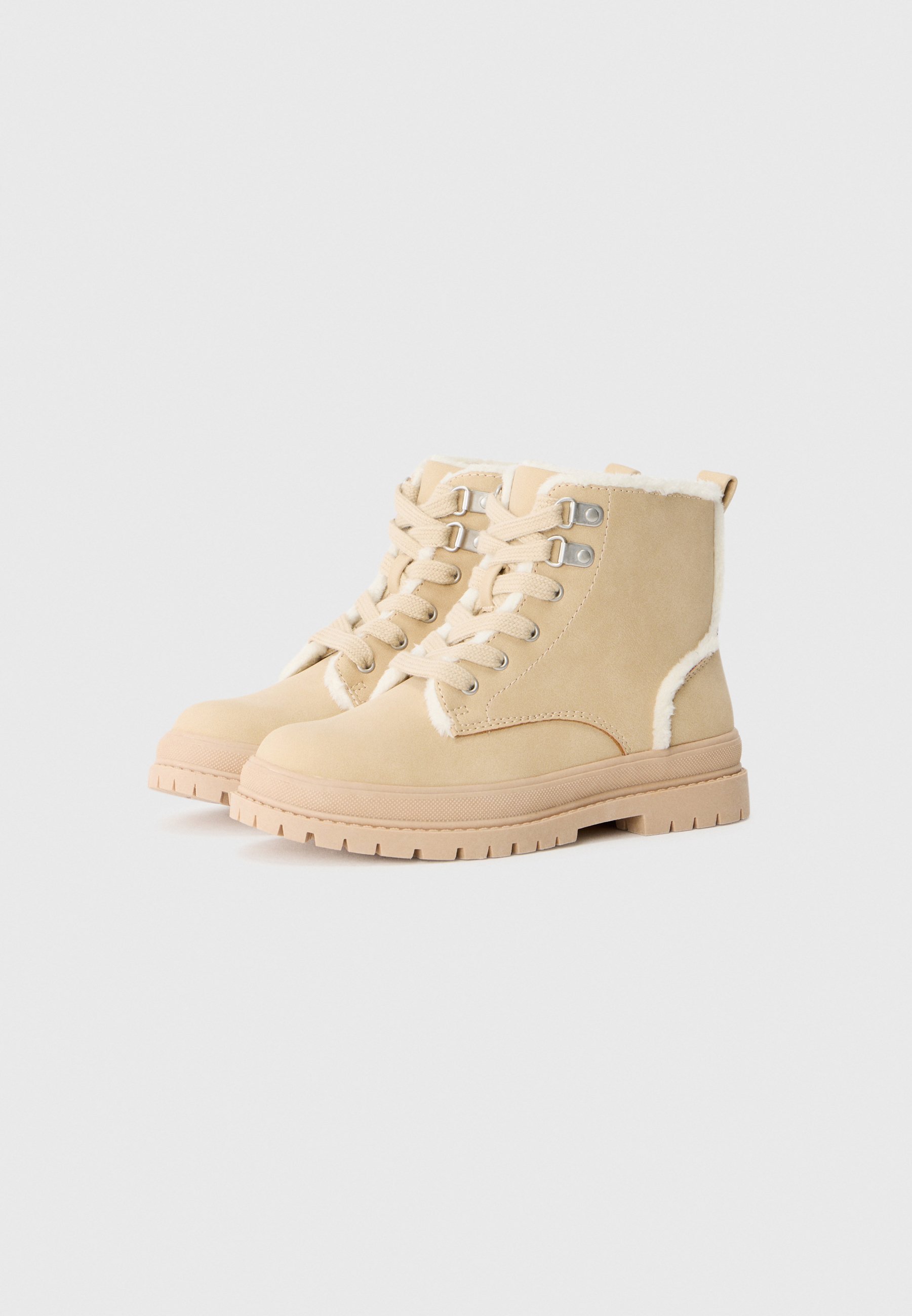 Kotníkové boty na šněrování - béžová