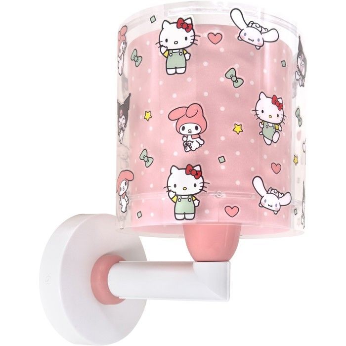 Luminária de parede infantil Dalber com Hello Kitty e seus amigos, Kuromi, My Melody e Cinnamoroll.