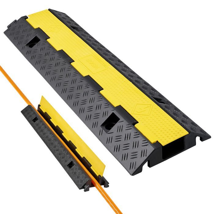 Rampa de protección de cables VEVOR - Capacidad de carga 9979 kg - Canaleta para cables de suelo de 1 canal 70 x 50 mm - con tapa abatible