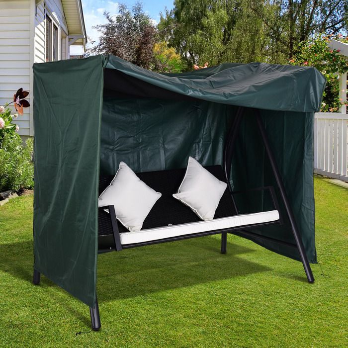 Housse de protection pour balancelle de jardin - Outsunny - toile oxford - ouverture zippée - 177 x 114 x 152 cm - vert foncé
