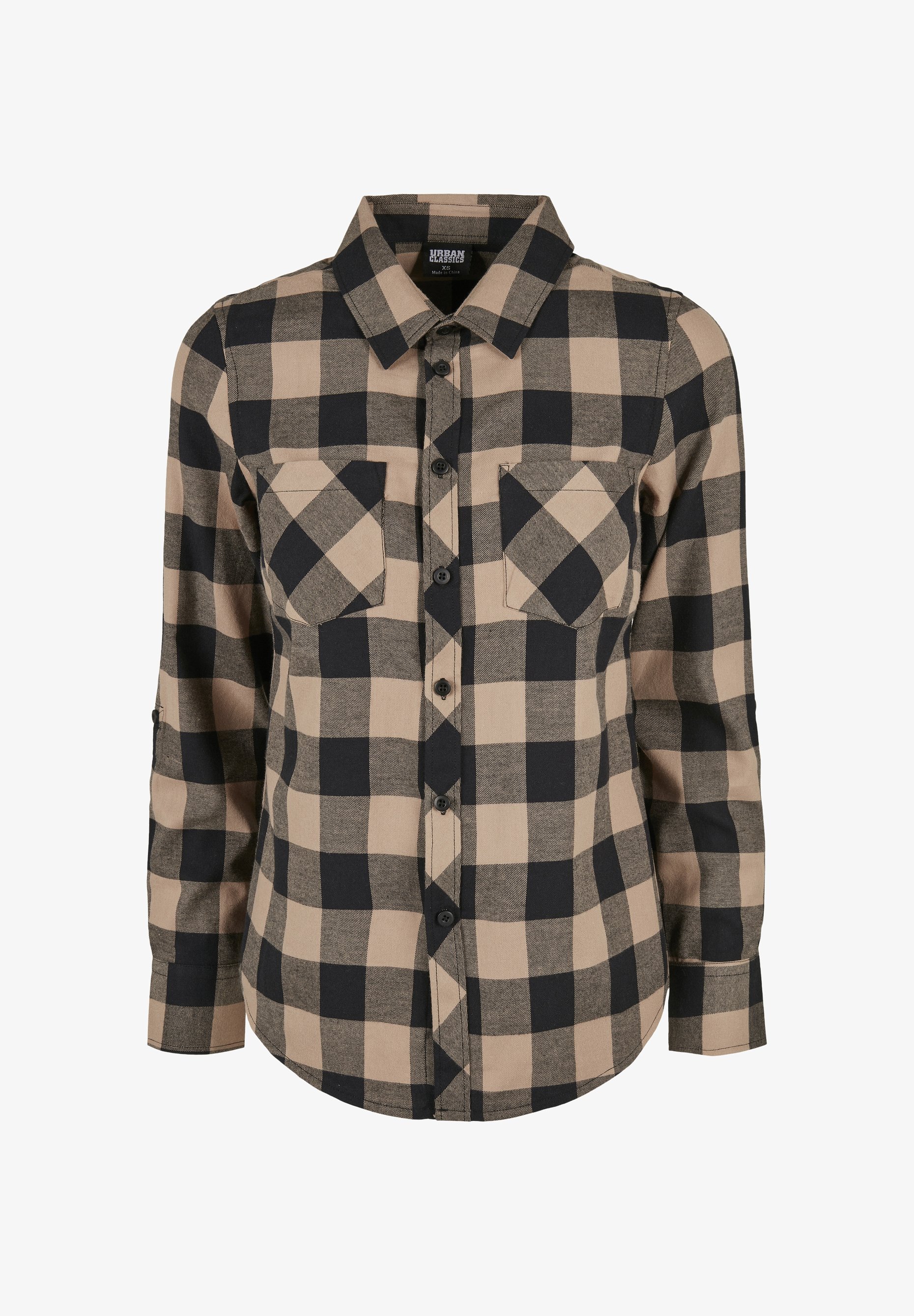 Urban Classics Button-Down-Bluse – Schwarz-Softtaupe