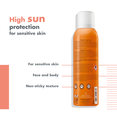 Avène Sun Care Silky Mist Sensitive Skin SPF30 Satin Mist Zonnebrandcrème voor gezicht en lichaam 150 ml