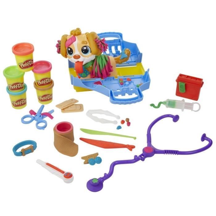 Clinica veterinaria Play-Doh con cane, con 5 vasetti di pasta modellabile e 10 strumenti, giocattolo per il doposcuola, La collana Classici