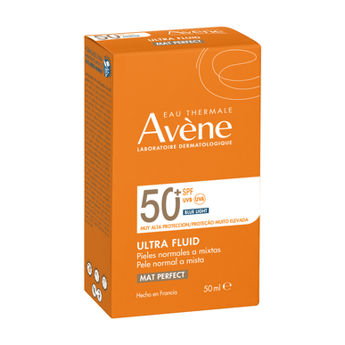 Avène Sun Care Ultra Fluid Mat - Perfekt SPF50 Tonad flytande solskyddsmedel för känsliga ansikten, 50 ml