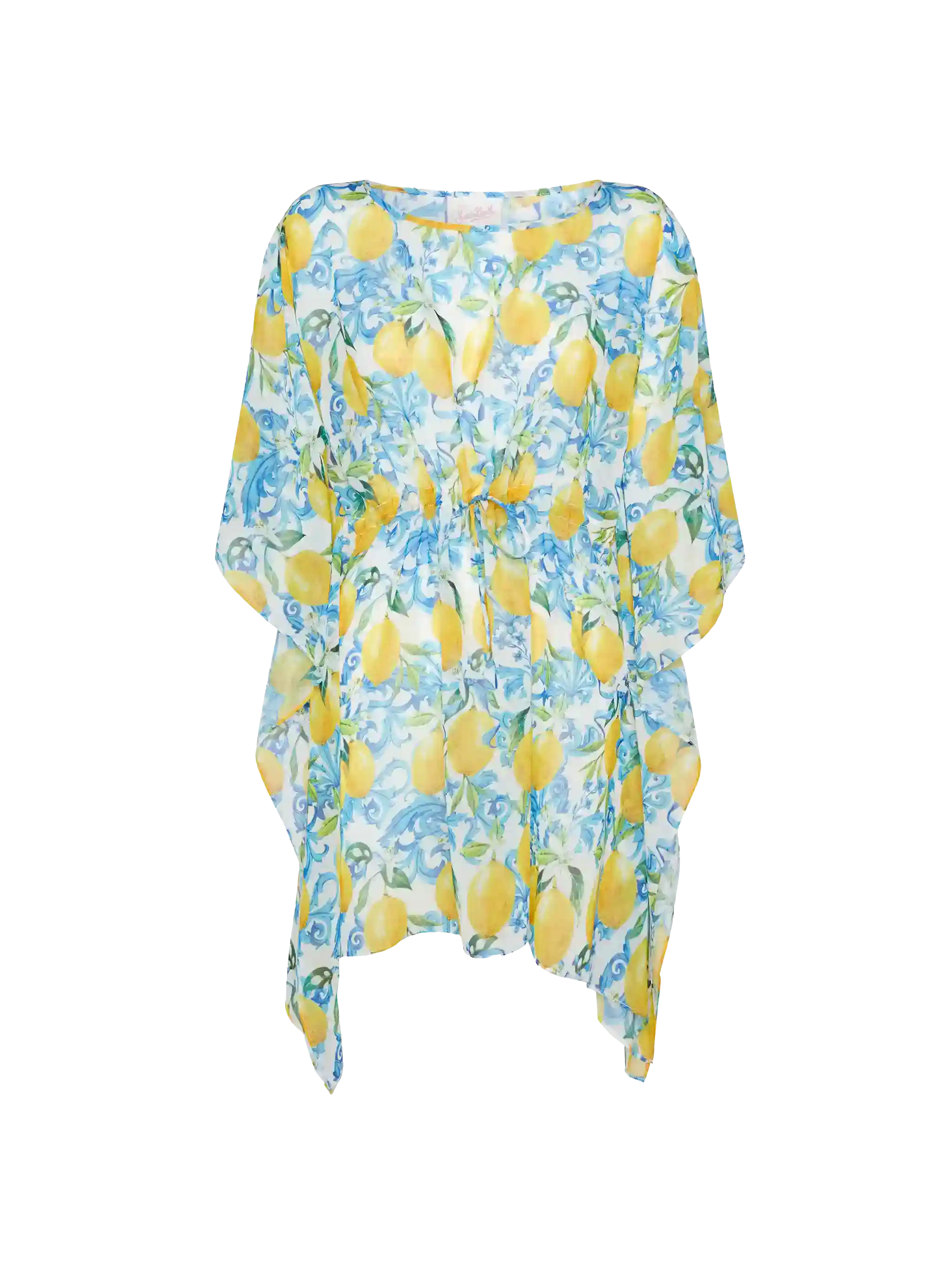 Iria kaftan van katoen en zijde met majolica-print.