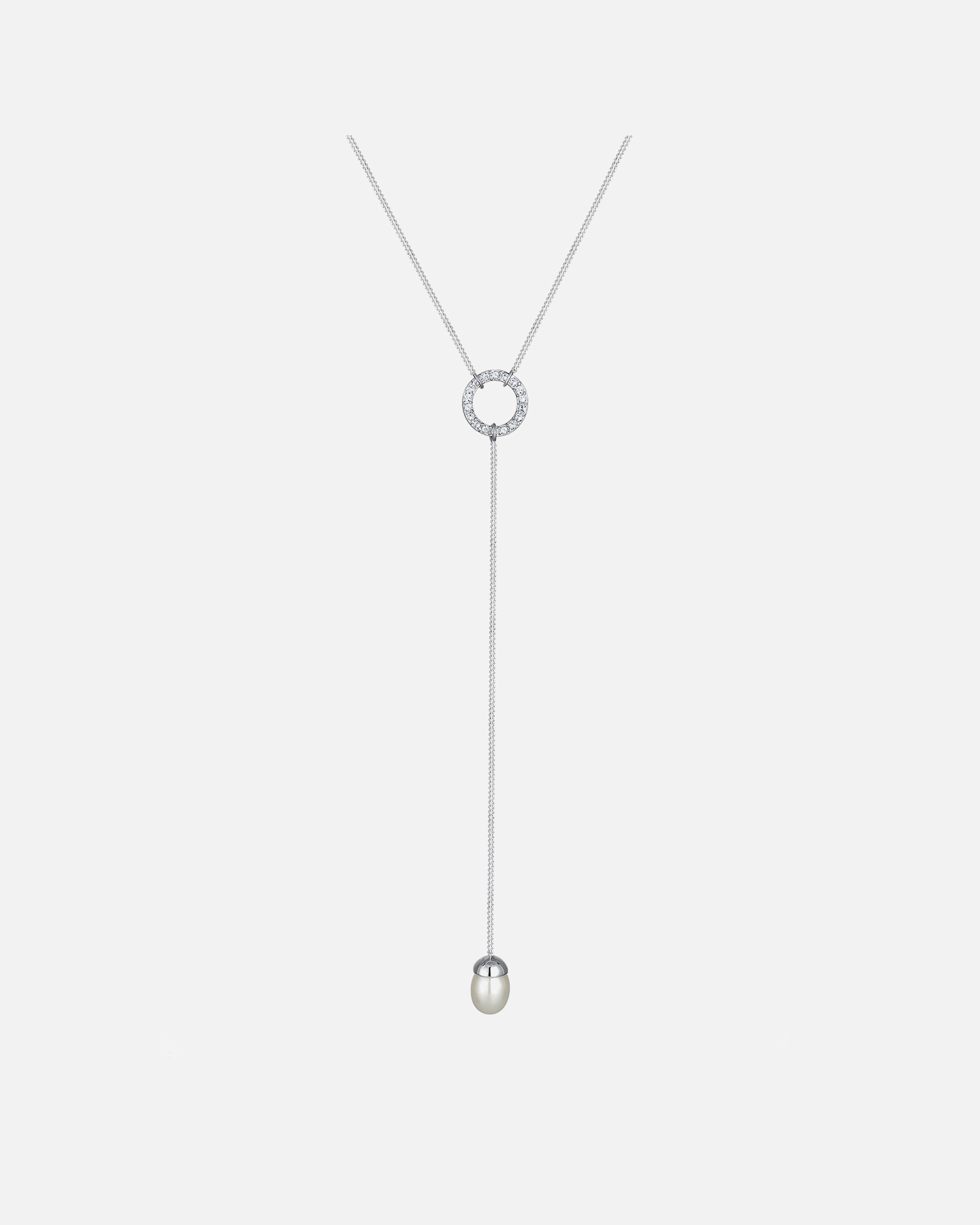 Elli Femmes Collier en Y avec cristaux et perle de culture d'eau douce en argent sterling 925
