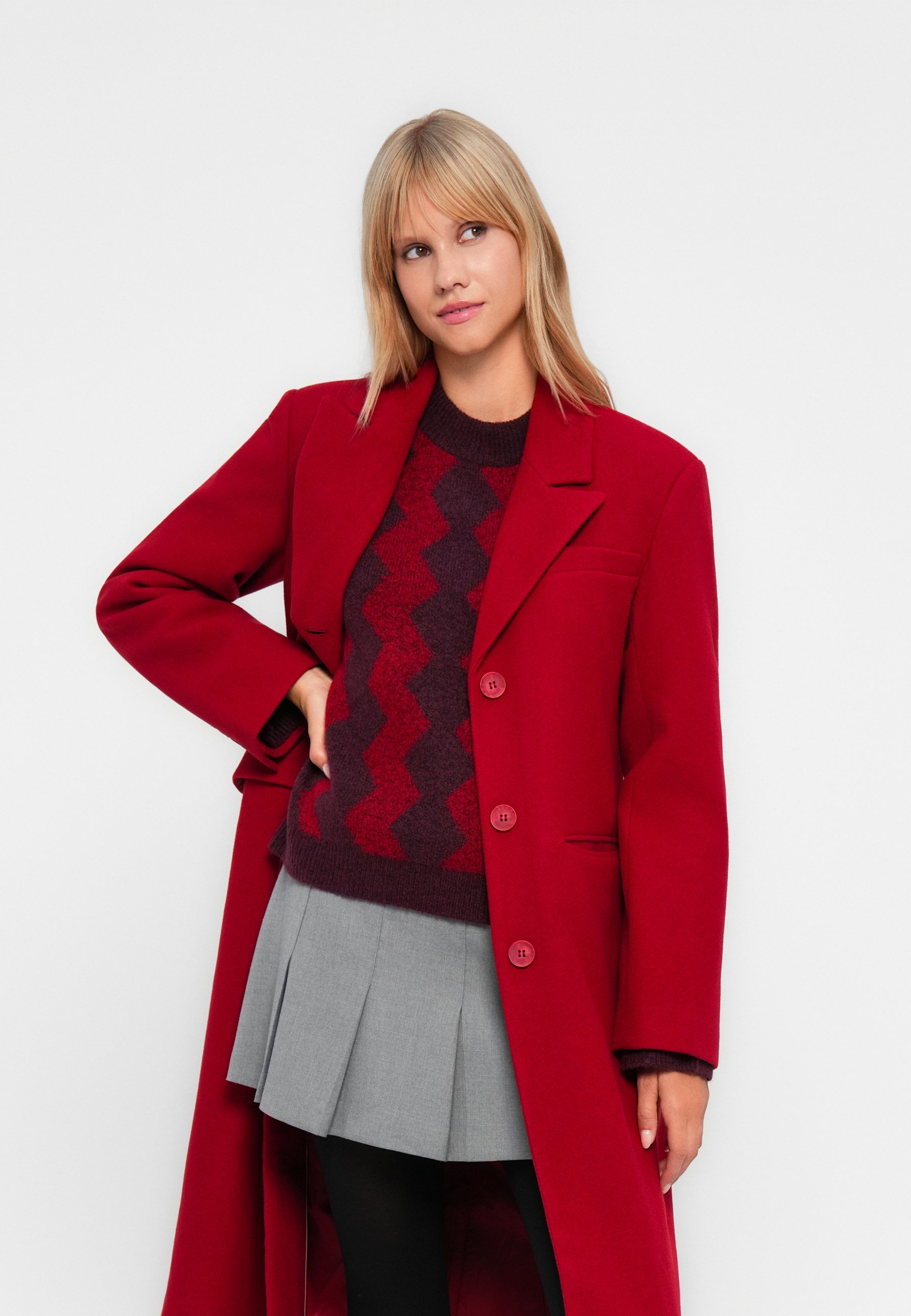 ONLY ONLNANCY LIFE LONG FITTED COAT - Klassieke jas - karanda rood