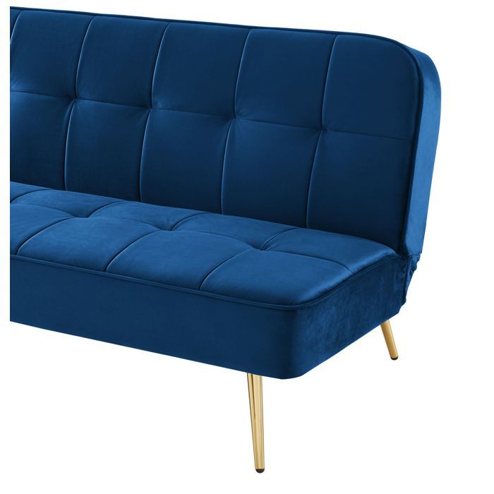 Sofá convertible de 3 plazas AROMA en terciopelo azul.