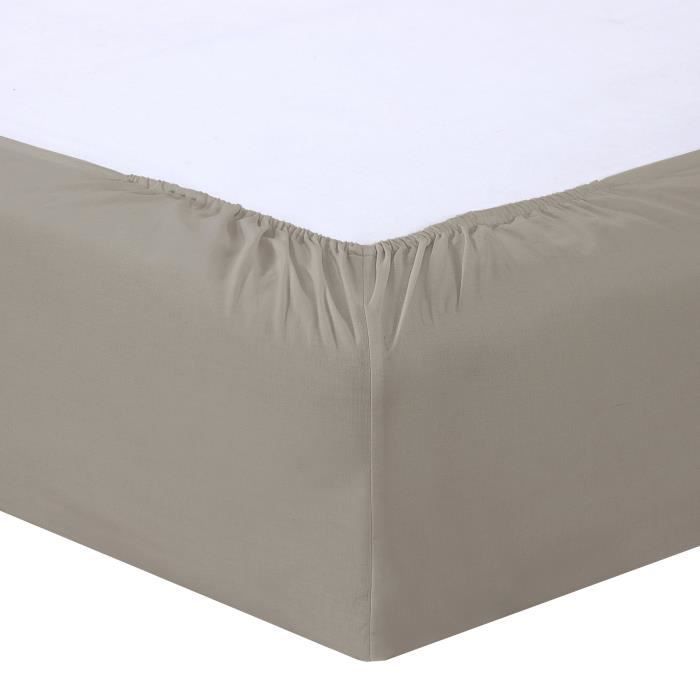 Vision - Drap housse Taupe - 200x200cm - 100% coton