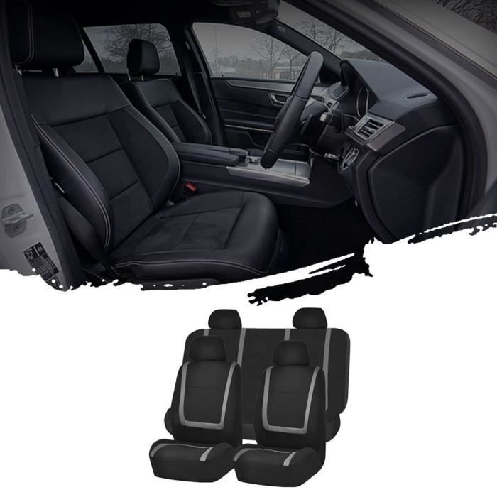 Fundas universales para asientos de coche, 9 piezas - negro y gris, transpirables, suaves y cálidas.