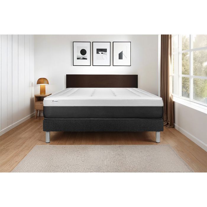 Colchón y base de cama de 90x200 cm - Vital Form Negro
