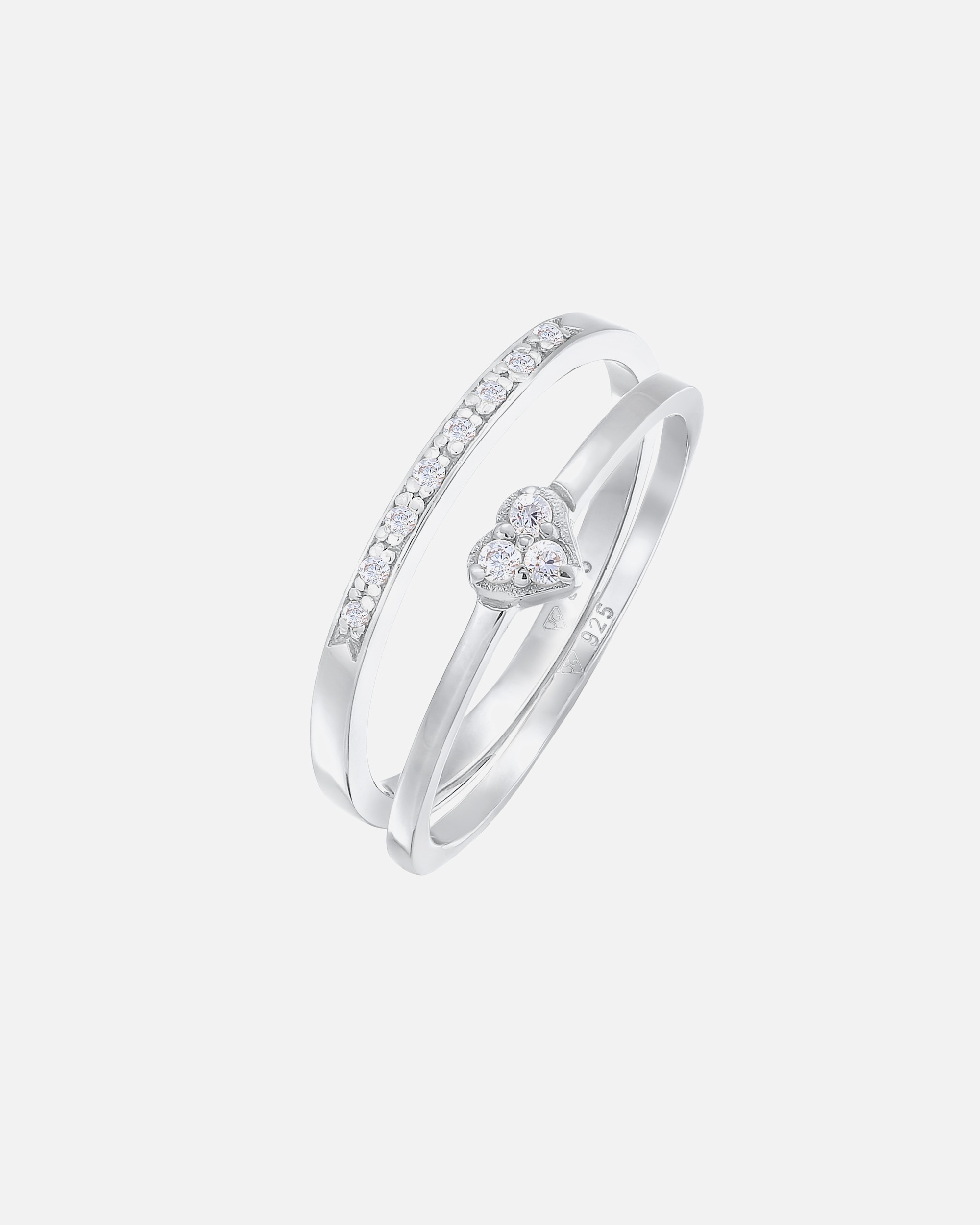 Elli Femmes Coeur Mémoire 2 pièces avec Cristaux de Zirconium en Argent Sterling 925