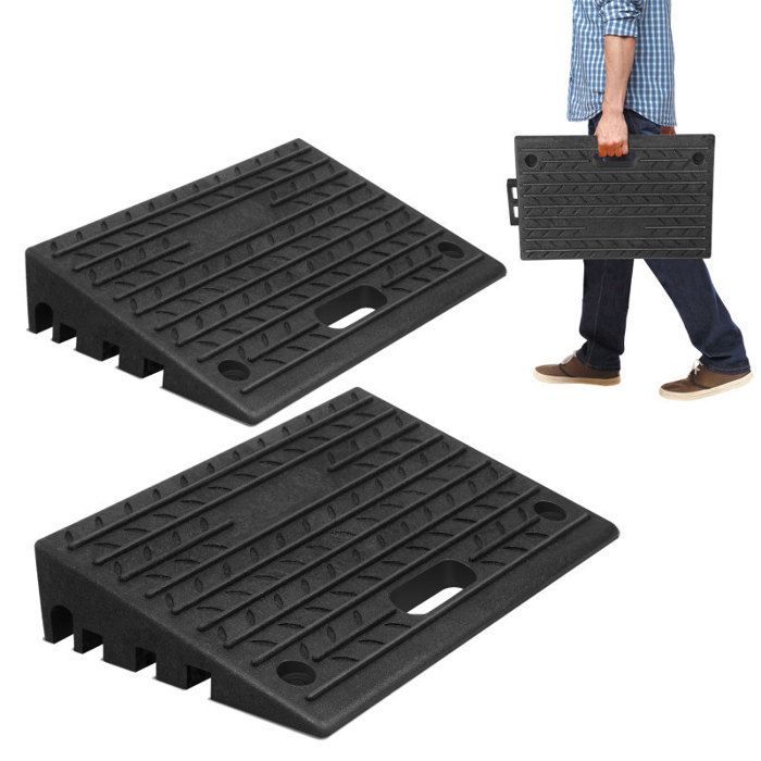 Set di 2 rampe di carico Daromigo con maniglie, rampa da marciapiede portatile in gomma alta 11 cm per il carico