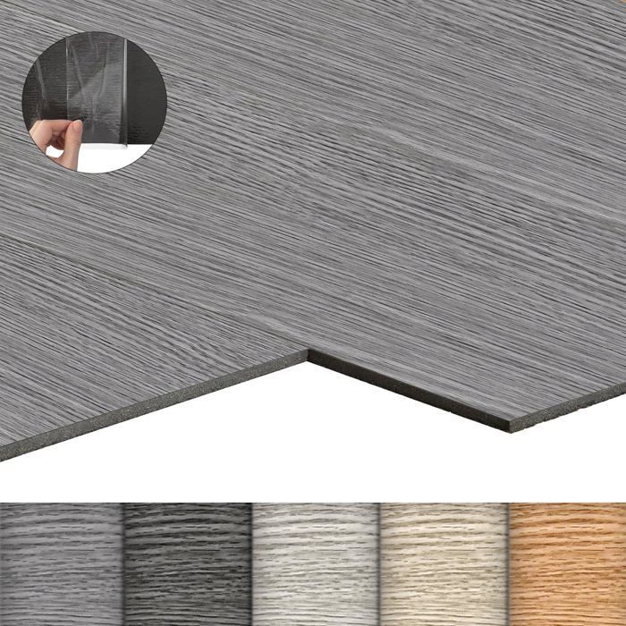 Pavimento in vinile PVC autoadesivo LZQ effetto legno, 54 pezzi, 7,53 m², piastrelle in vinile autoadesivo, Rovere Grigio