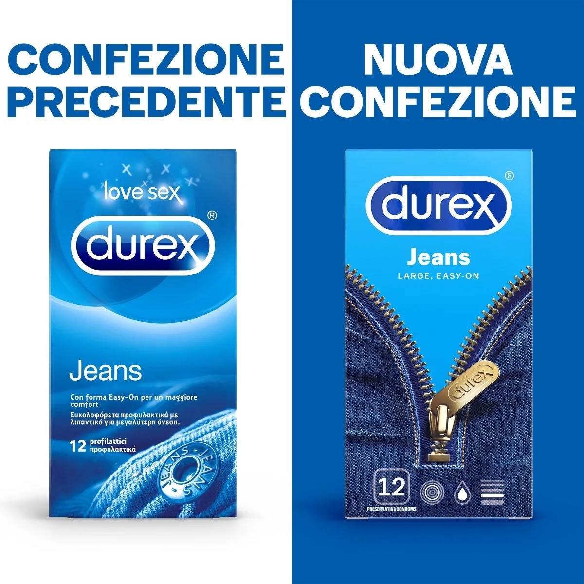 Durex Jeans Kondome mit Easy-On-Form, 6 Stück, transparent und gleitfähig