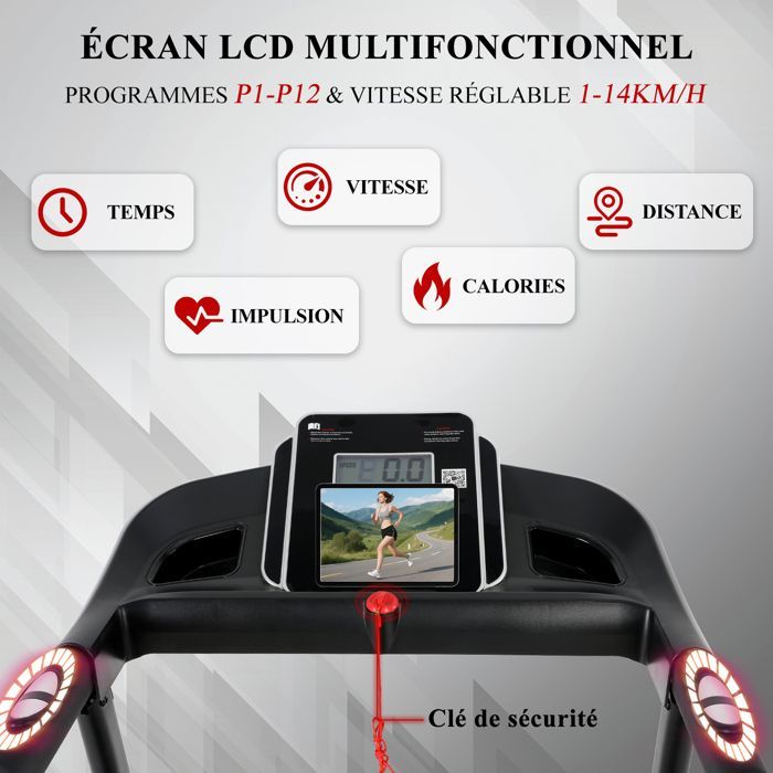 Tapis roulant elettrico pieghevole Novonova con velocità regolabile, schermo LCD, Bluetooth, 12 programmi NV1025
