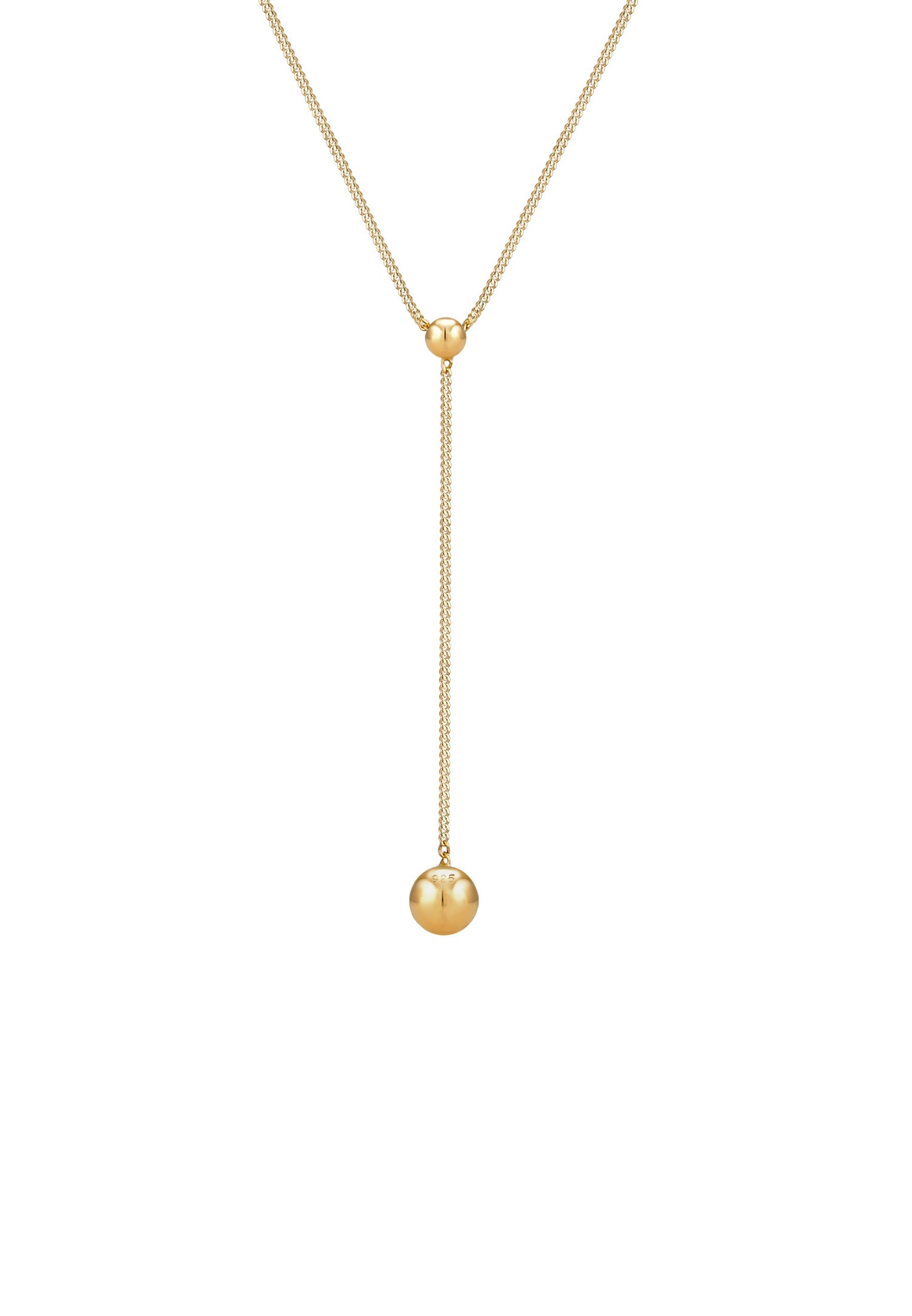 Elli Y-Chaîne Sphère Pendentif Filigrane Collier Femme - (925/1000) Argent Plaqué Or