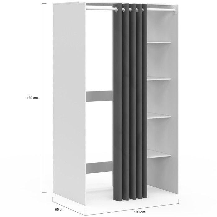 IDMARKET Double Washing Machine Laundry Cabinet with Sliding Curtain WALLIS White