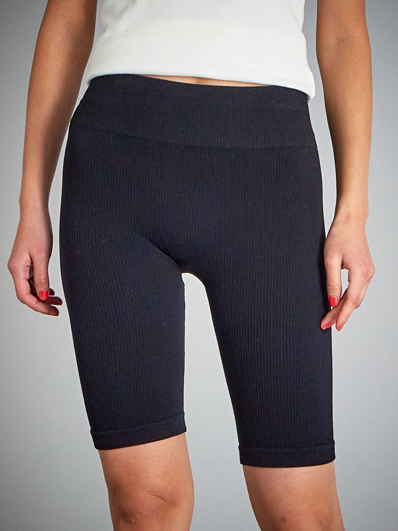 Pantalones cortos de ciclismo de punto acanalado - Negro