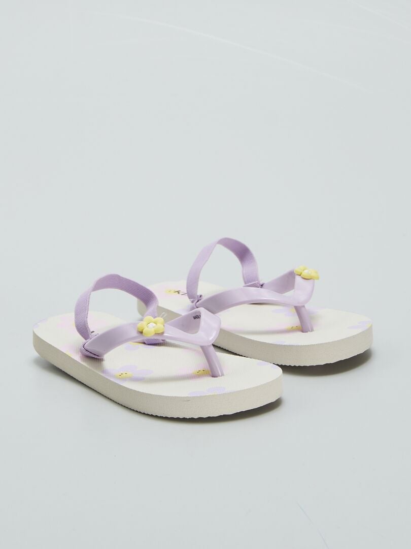 Chinelo estampado com tira elástica - BEGE