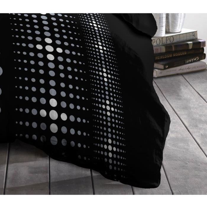 Juego de funda nórdica de microfibra STEEVY de 220x240 cm y 2 fundas de almohada de 63x63 cm, color negro.