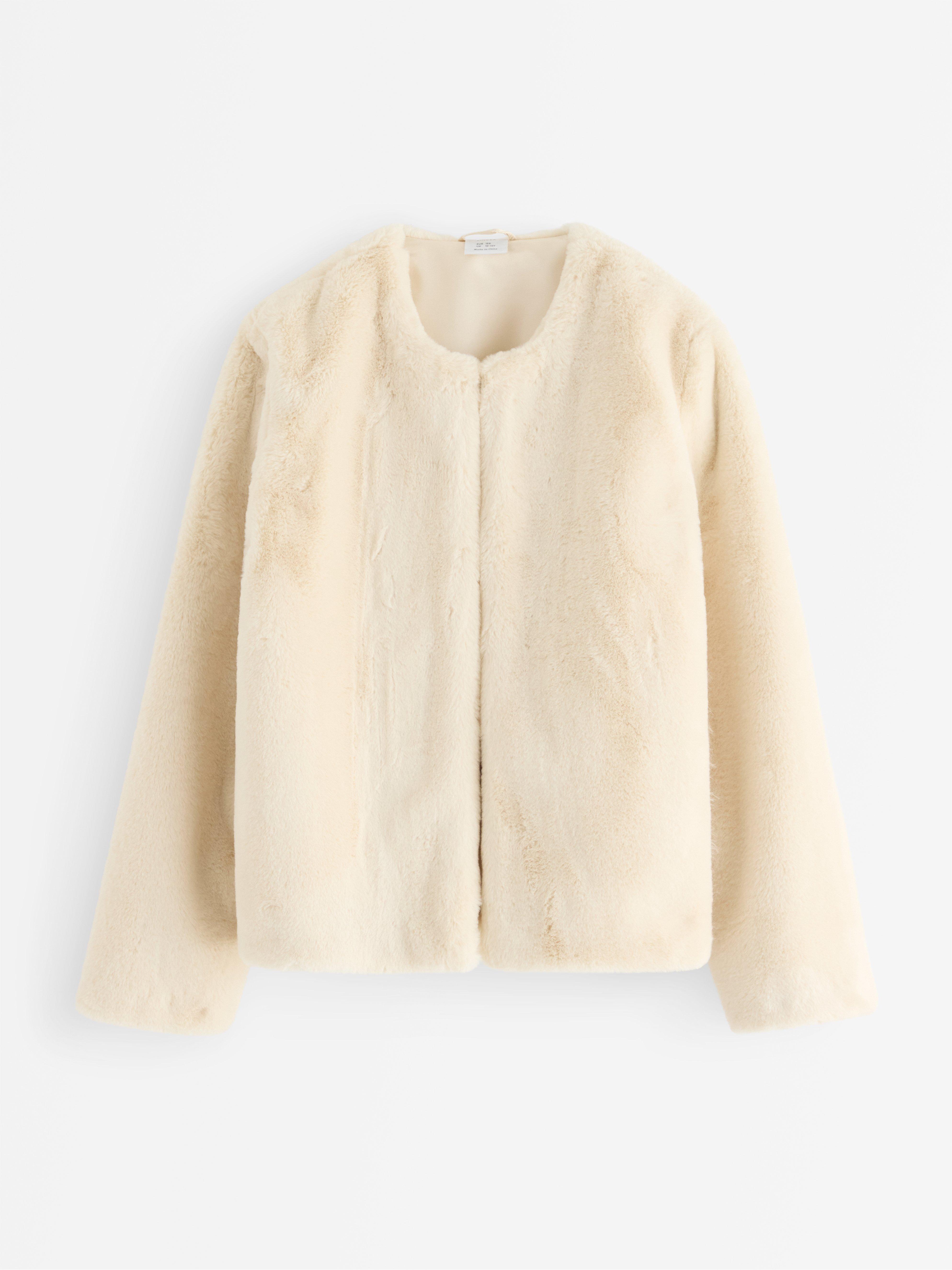 Kunstpelzjacke, hellbeige