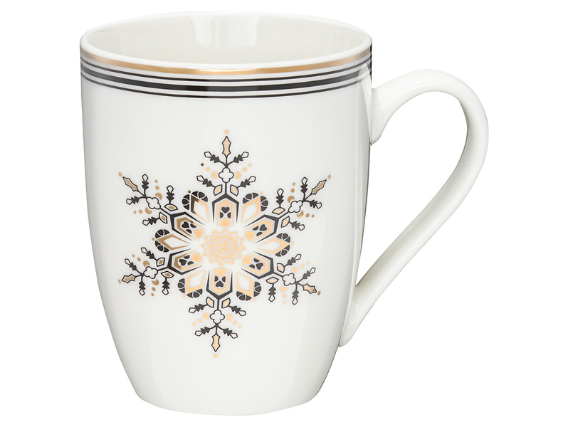 Kubek świąteczny Art Deco Stars NBC 370 ml biały