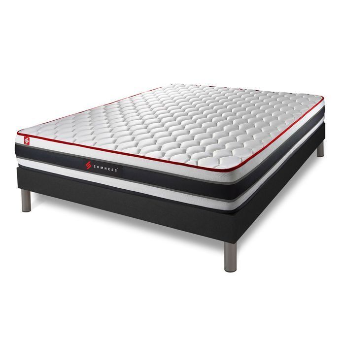 Ensemble sommier + matelas ENERGY ressorts ensachés et mémoire de forme 160x200 160 x 200 cm Noir