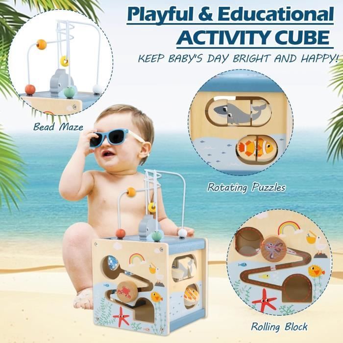 Activity Cube - Not specified - 6 in 1 - Natural wood - 12 months - Sensory educational